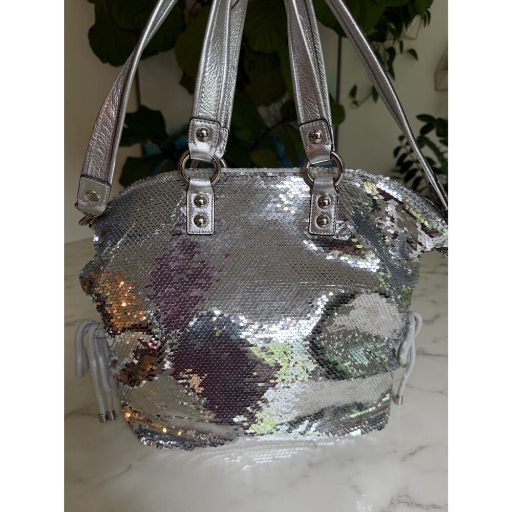 Coach Limited Edition Poppy Sequin Spotlight Tote Shoulder Bag 13821 Silver Y2K - Picture 5 of 16